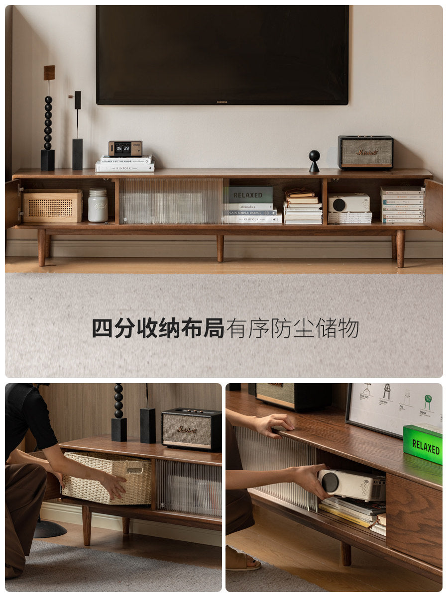 实木电视柜现代简约地柜客厅小户型胡桃色收纳储物柜